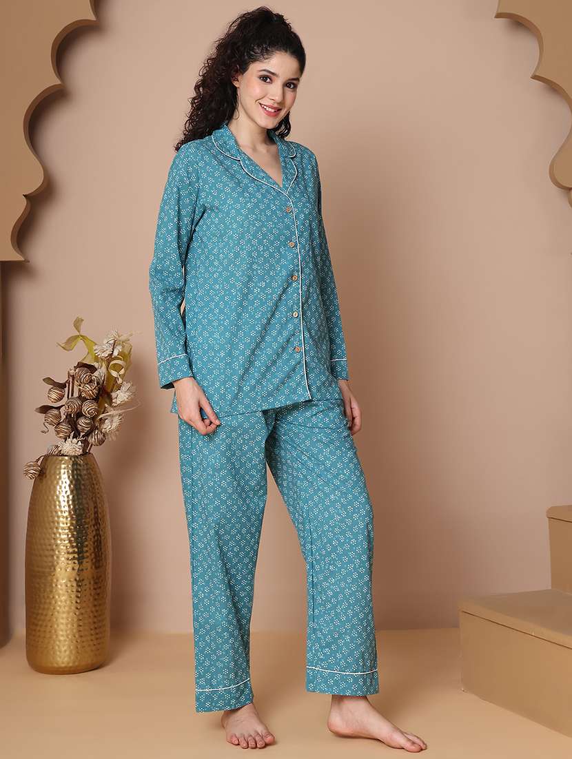 women printed nightwear pyjama set - 21938658 -  Standard Image - 1