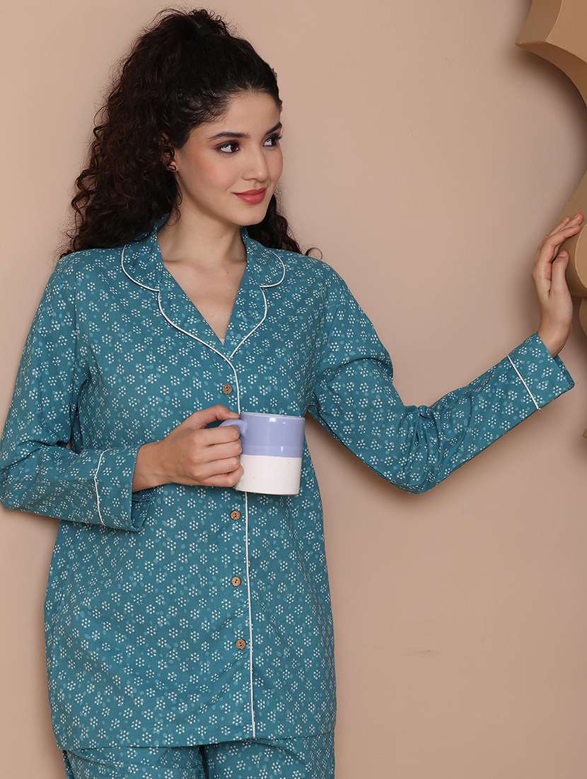 women printed nightwear pyjama set - 21938658 -  Standard Image - 4