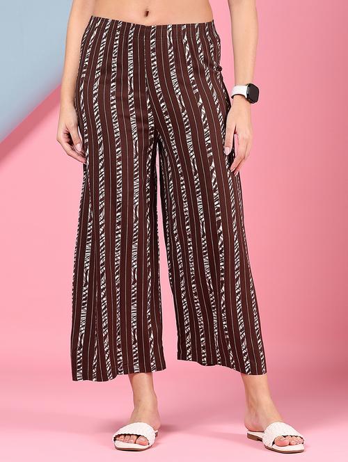 women printed mid rise straight palazzo - 21938736 - Standard Image - 0