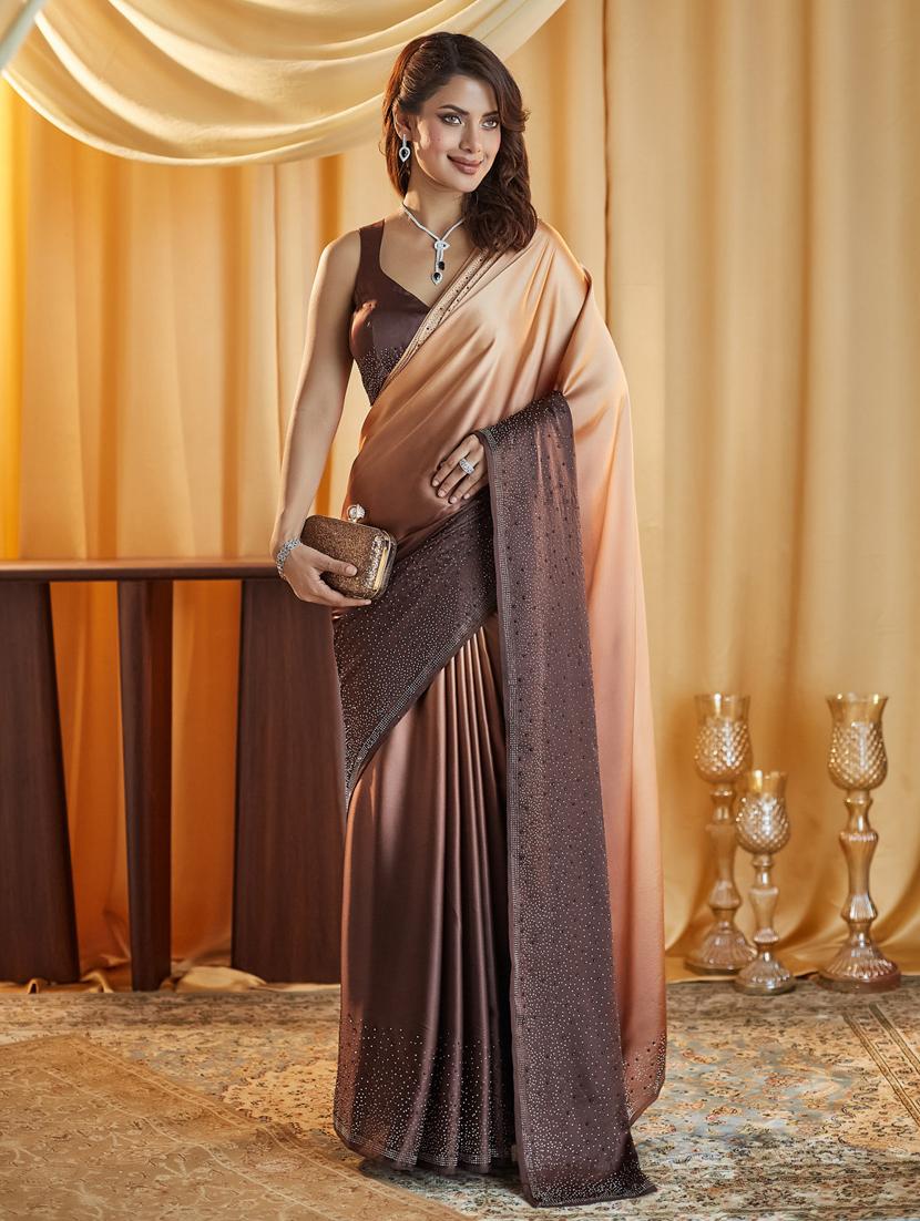 women ombre embellished saree with blouse