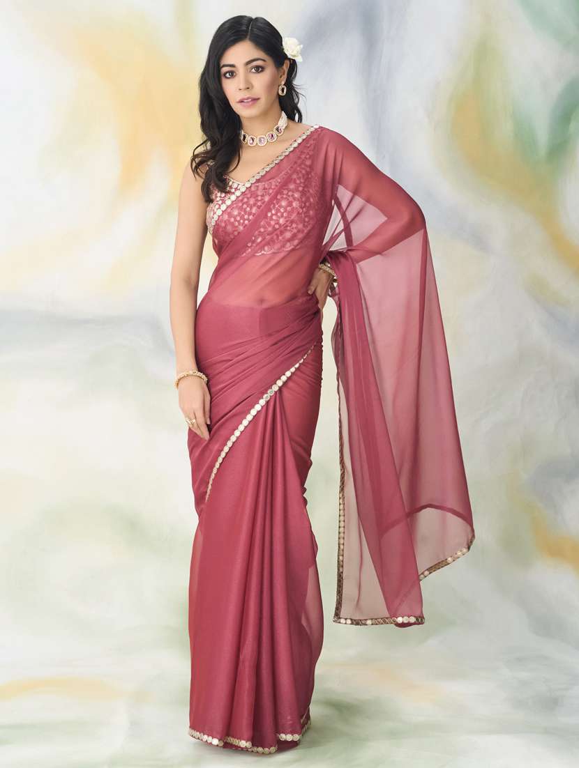 women solid embellished saree with blouse - 21939090 -  Zoom Image - 0