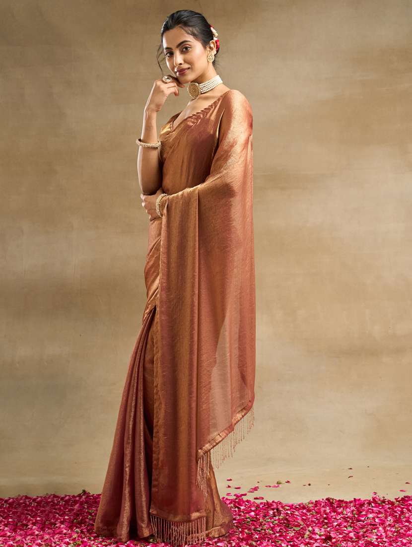 women solid embellished saree with blouse - 21939097 -  Standard Image - 1