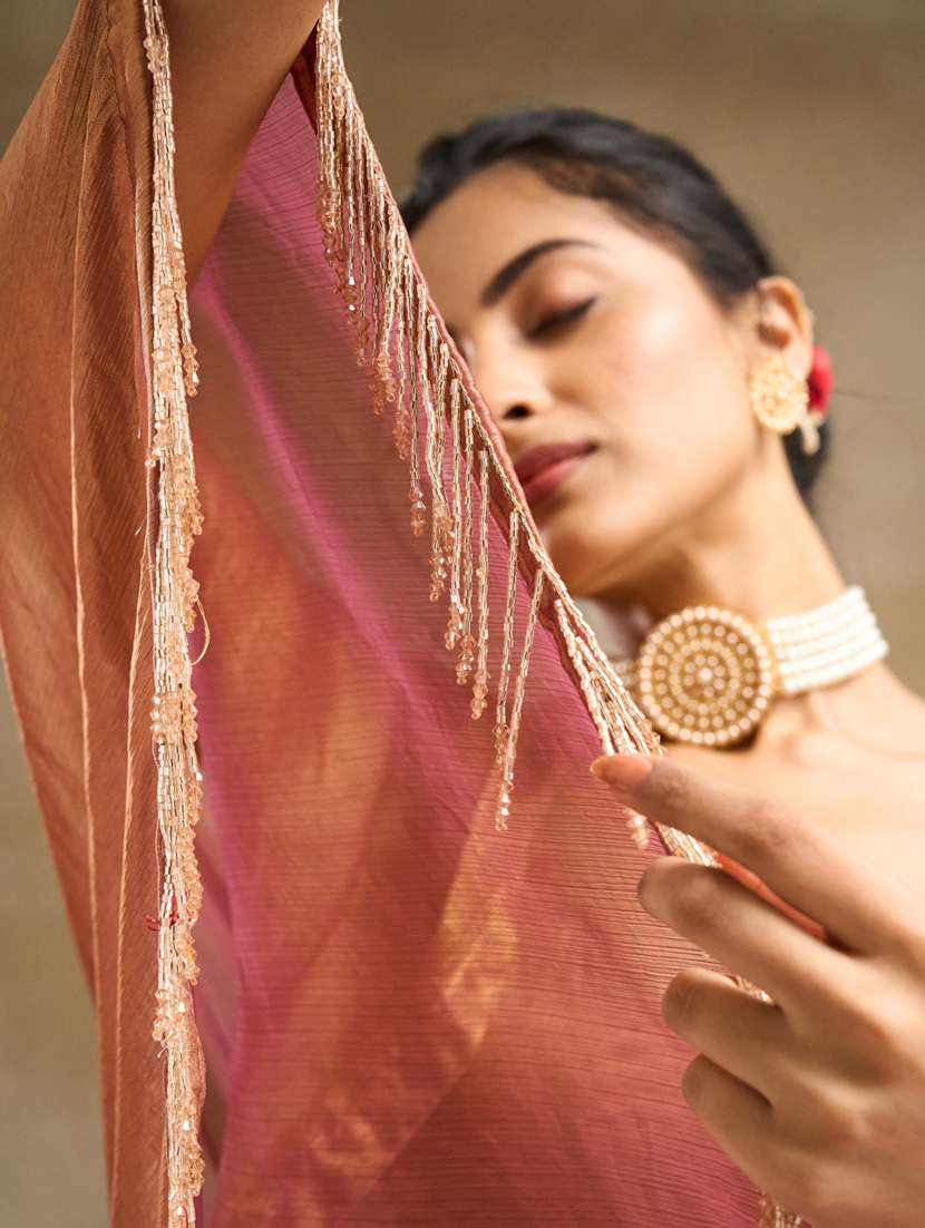 women solid embellished saree with blouse - 21939097 - Standard Image - 4