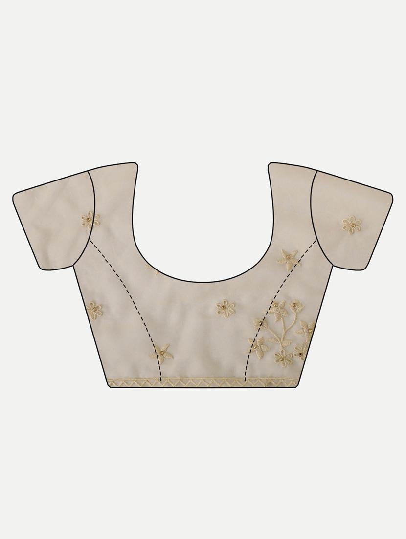 women solid with work embroidered saree with blouse - 21939151 - Standard Image - 4