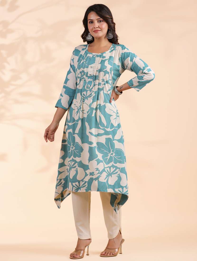 women three quarter sleeve kurta pant set - 21939247 -  Standard Image - 4