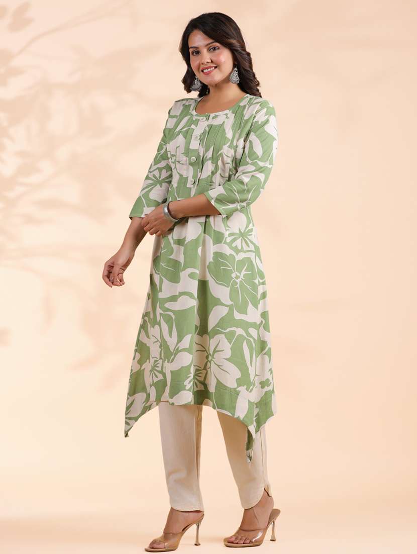 women three quarter sleeve kurta pant set - 21939248 -  Standard Image - 4