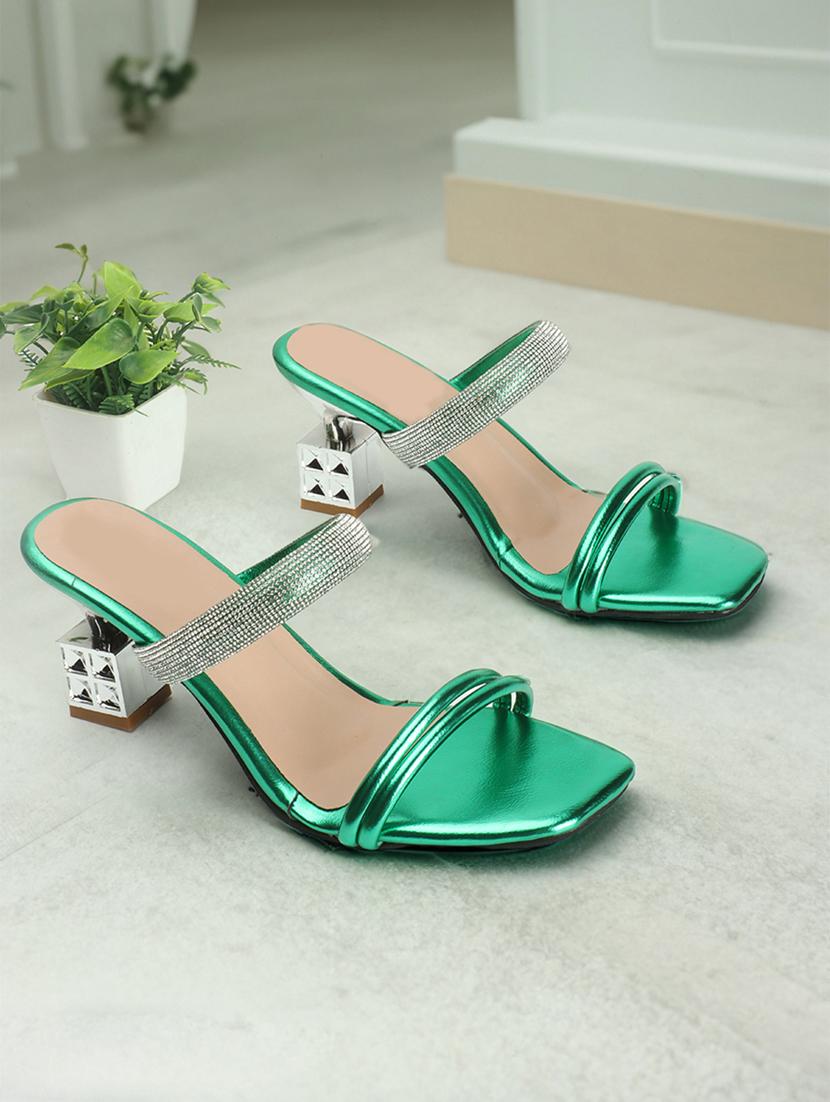 women embellished slip on heel sandal - 21939312 - Zoom Image - 0