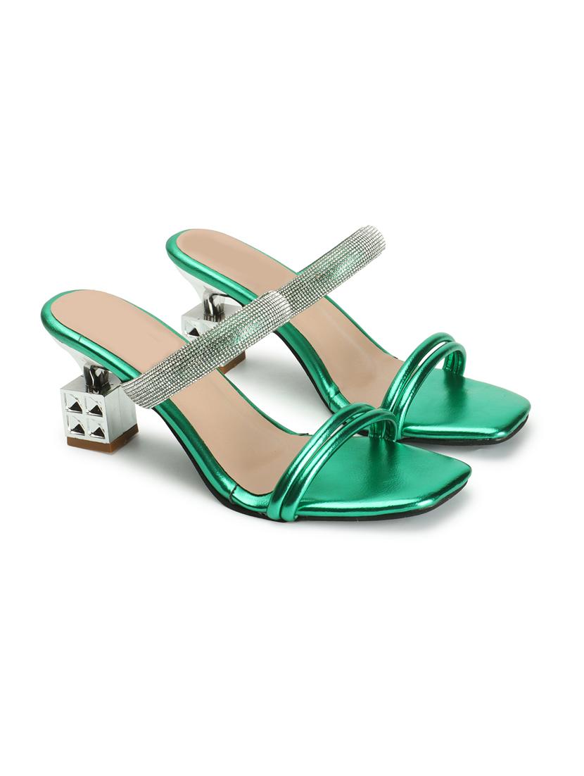 women embellished slip on heel sandal - 21939312 -  Standard Image - 1