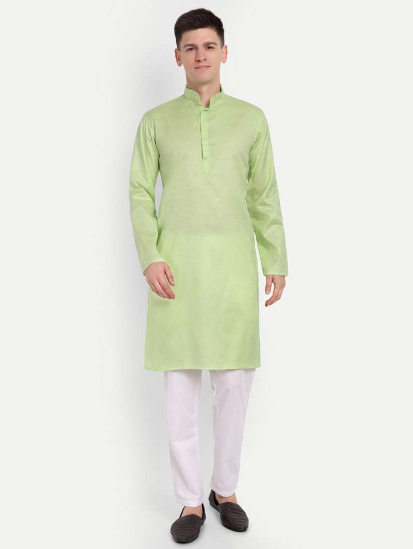 men self design mandarin neck long kurta - 21939320 -  Standard Image - 1