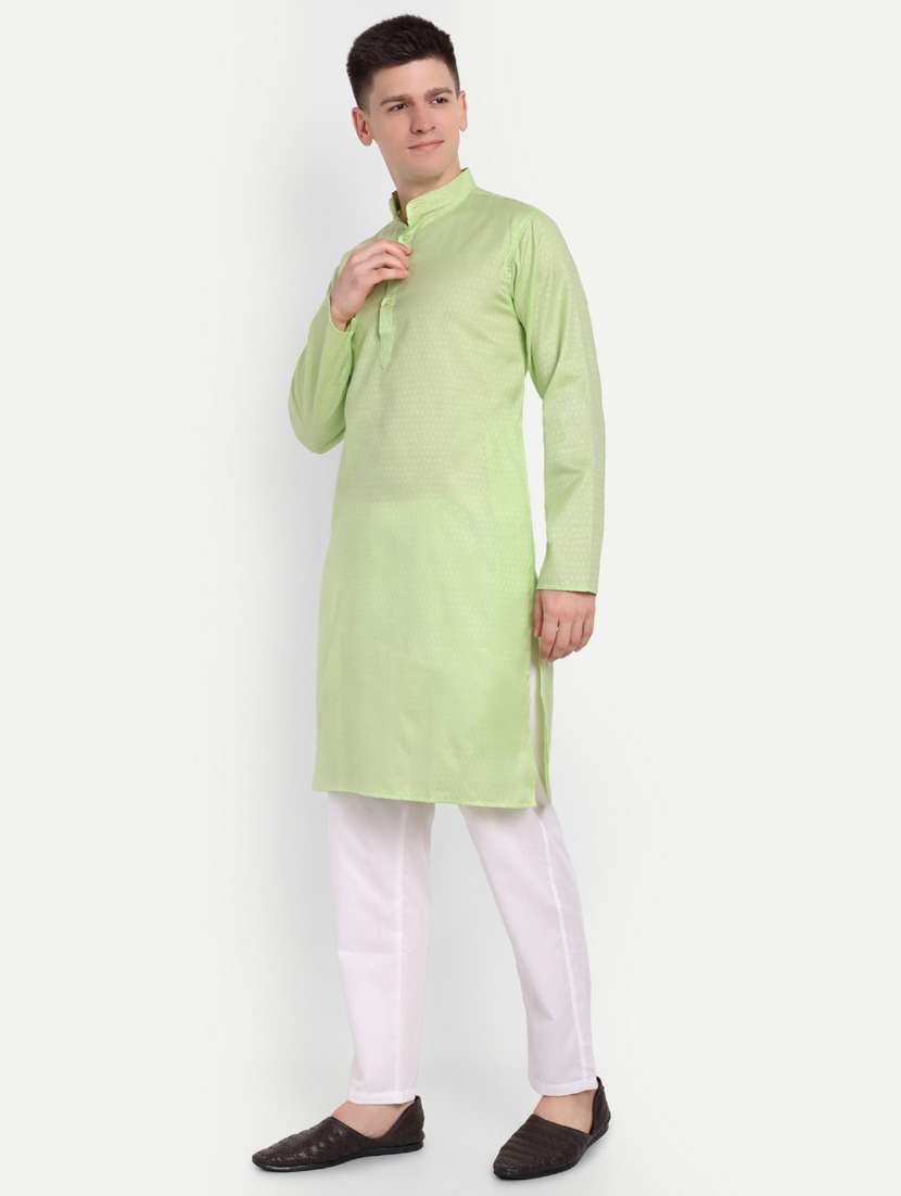 men self design mandarin neck long kurta - 21939320 -  Standard Image - 4