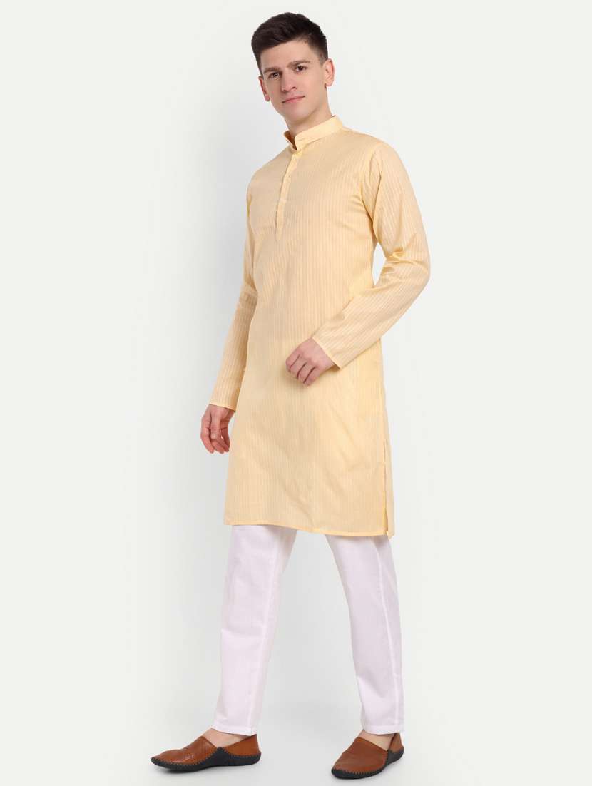 men striped mandarin neck long kurta - 21939324 -  Standard Image - 4