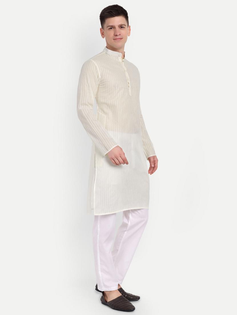 men striped mandarin neck long kurta - 21939330 - Standard Image - 1