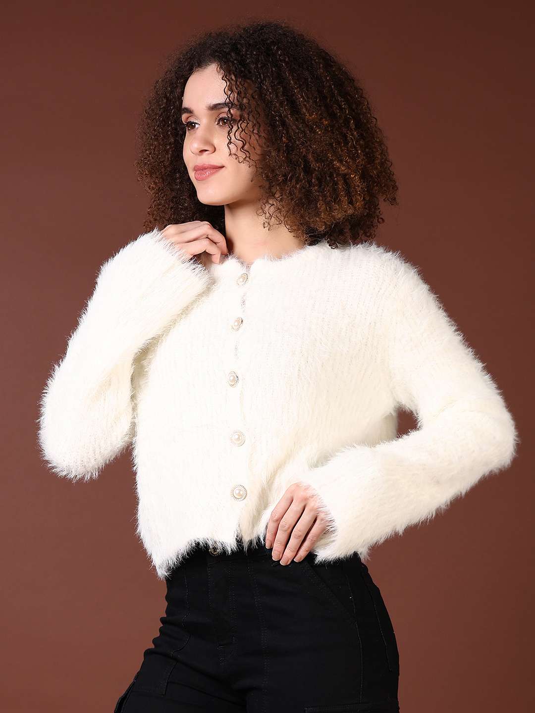 women solid long sleeve crop cardigan - 21939339 -  Standard Image - 1