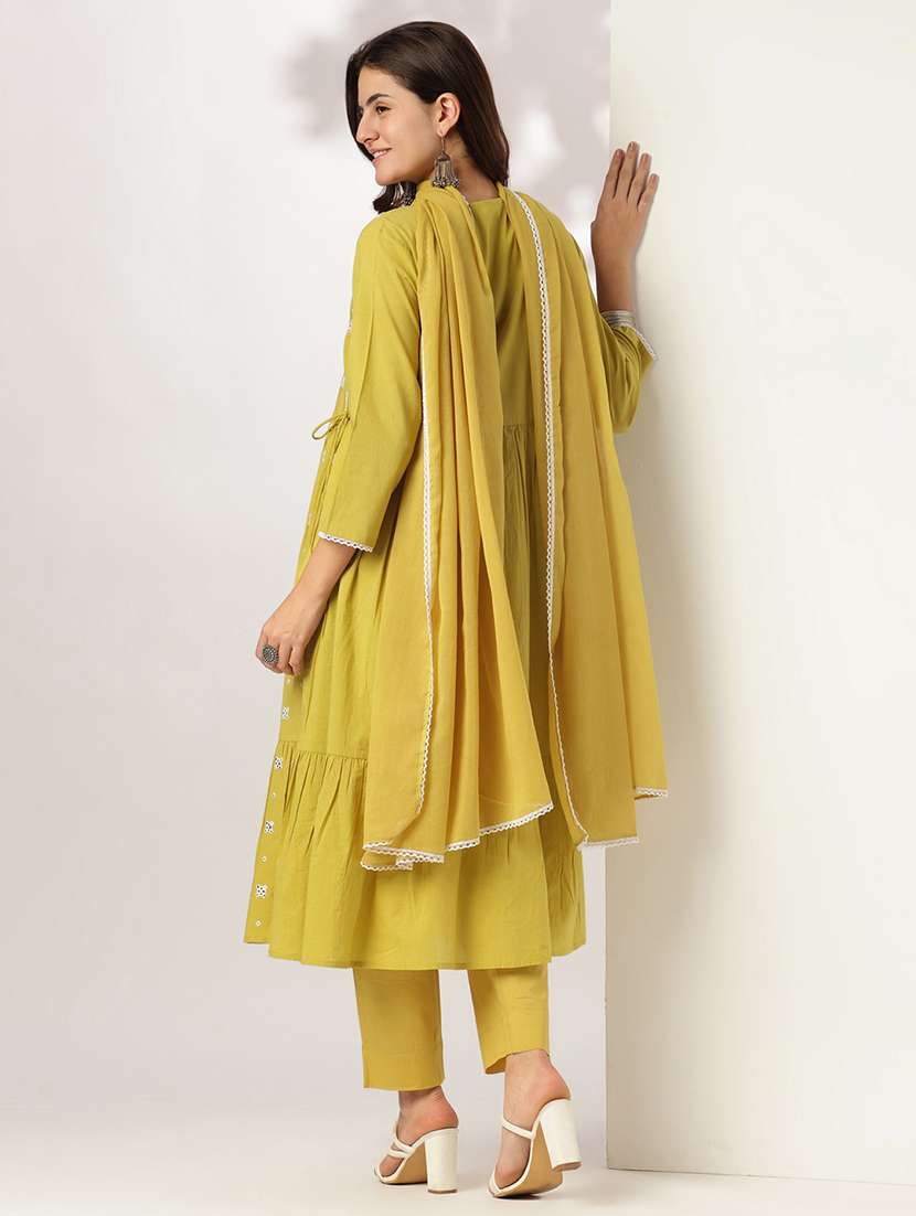 women three quarter sleeve kurta pant set - 21939372 -  Standard Image - 1