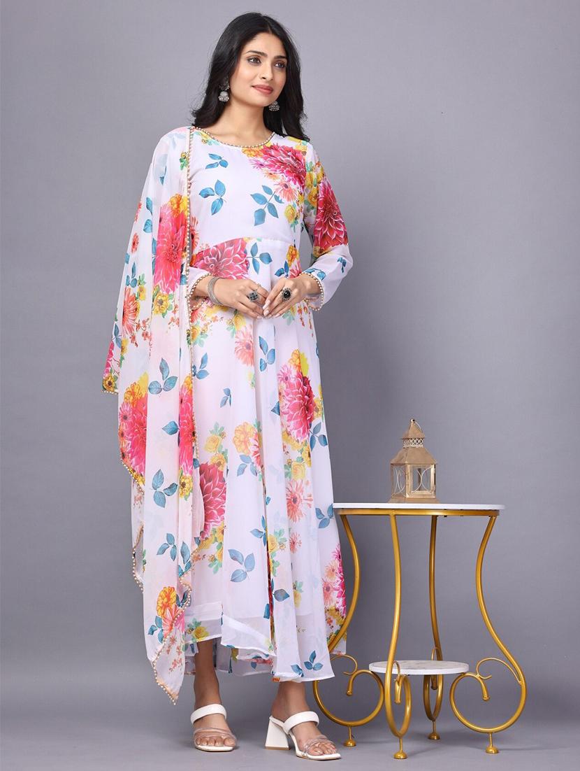 women floral printed long sleeve kurta and dupatta set - 21939387 - Standard Image - 1