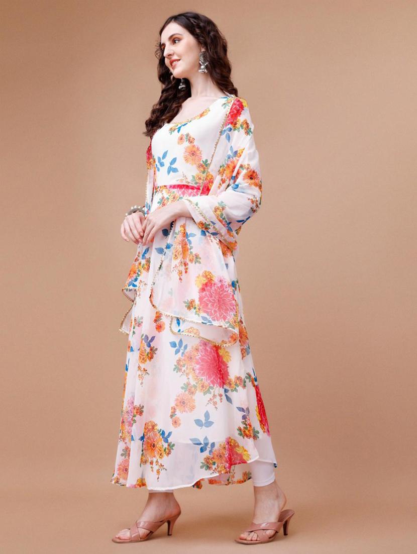 women floral printed long sleeve kurta and dupatta set - 21939392 - Standard Image - 1