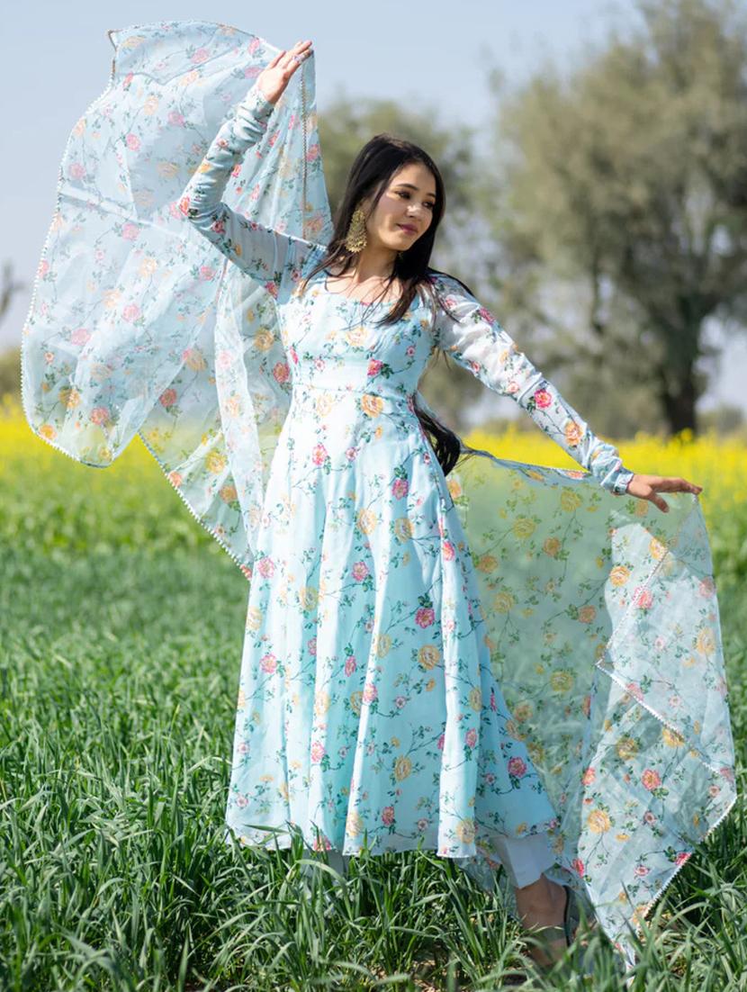 women floral printed long sleeve kurta and dupatta set - 21939407 - Standard Image - 1