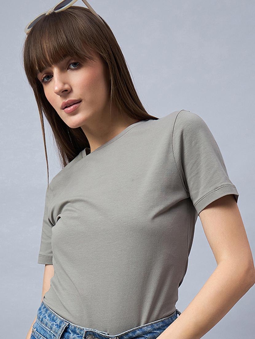 women solid short sleeve regular fit t-shirt - 21939410 - Standard Image - 1