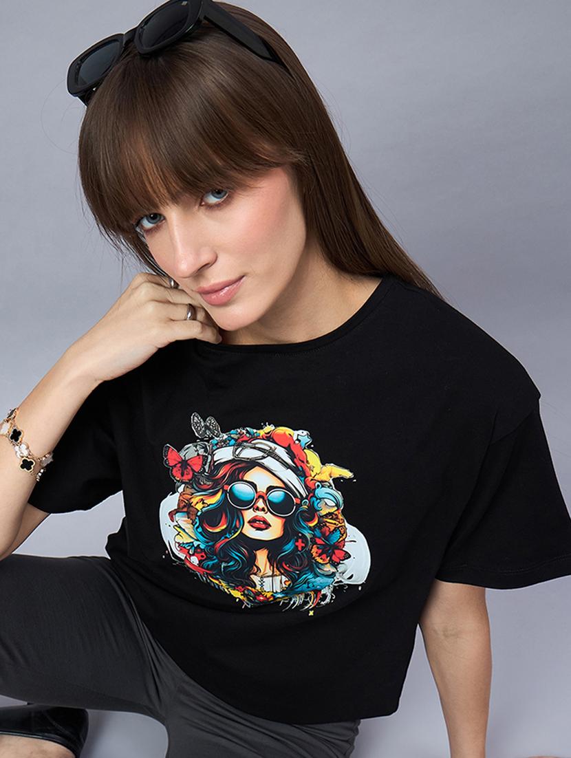 women printed short sleeve loose fit t-shirt - 21939415 -  Standard Image - 1