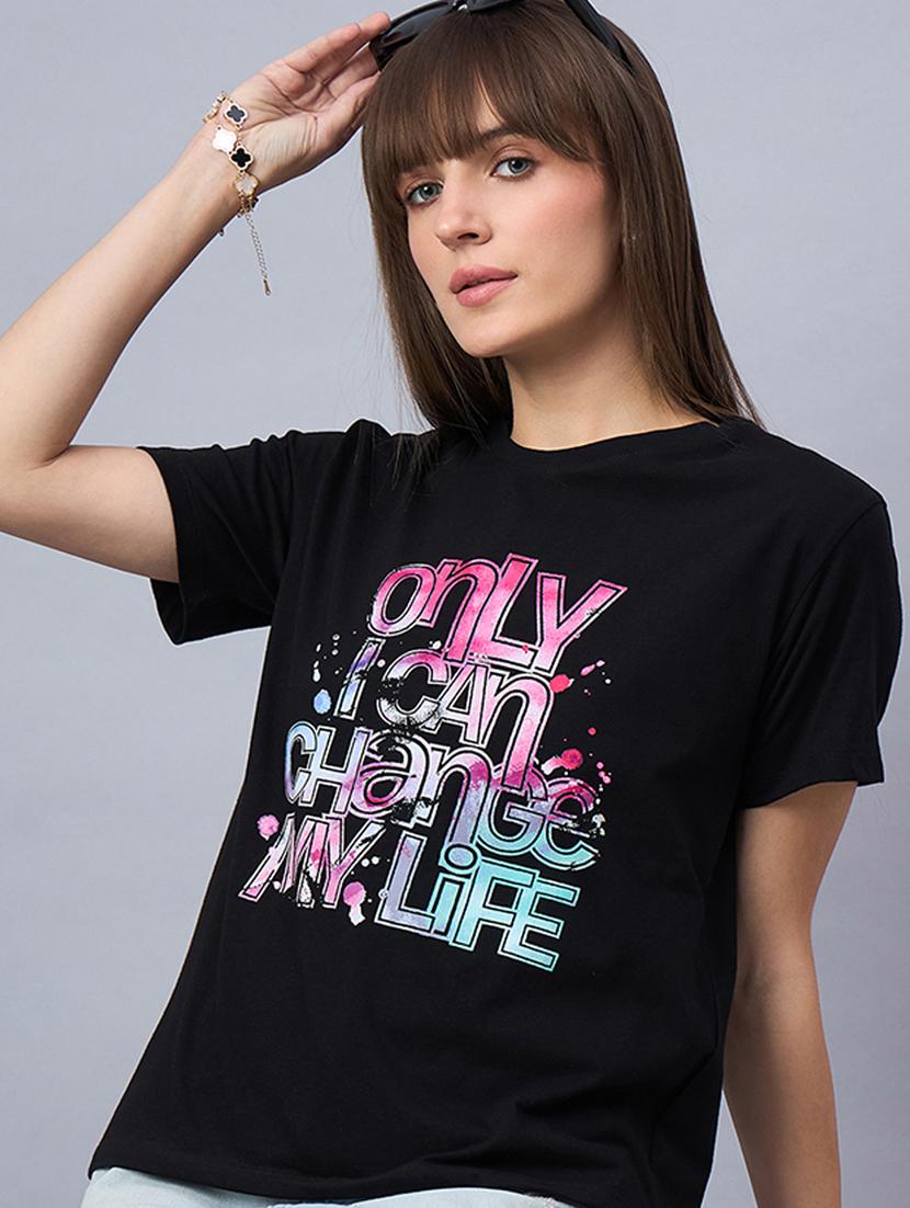 women printed short sleeve loose fit t-shirt - 21939420 - Standard Image - 1