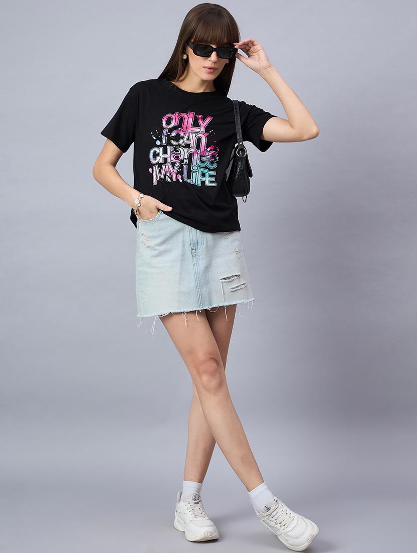 women printed short sleeve loose fit t-shirt - 21939420 - Standard Image - 4