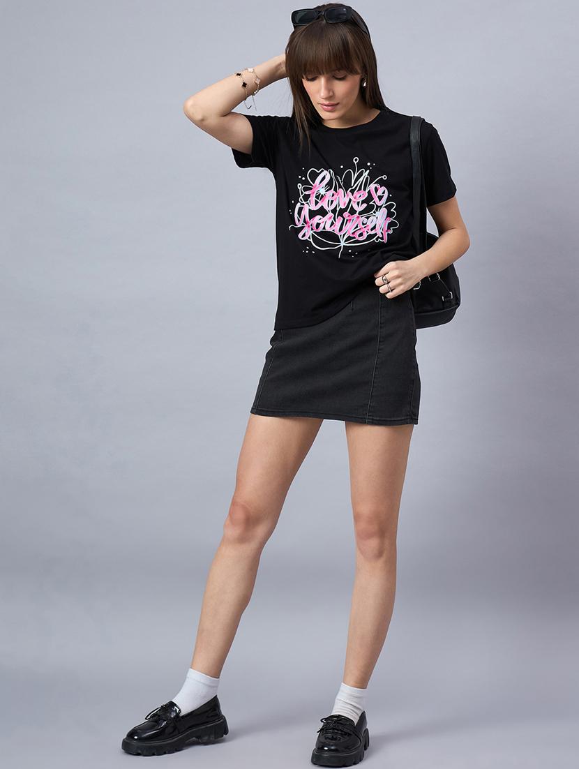 women printed short sleeve loose fit t-shirt - 21939423 - Standard Image - 4