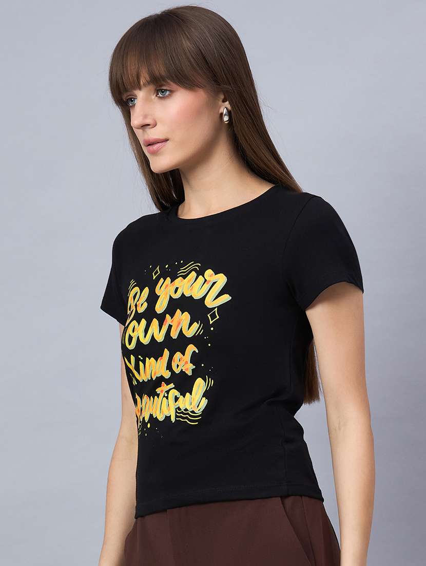 women printed short sleeve regular fit t-shirt