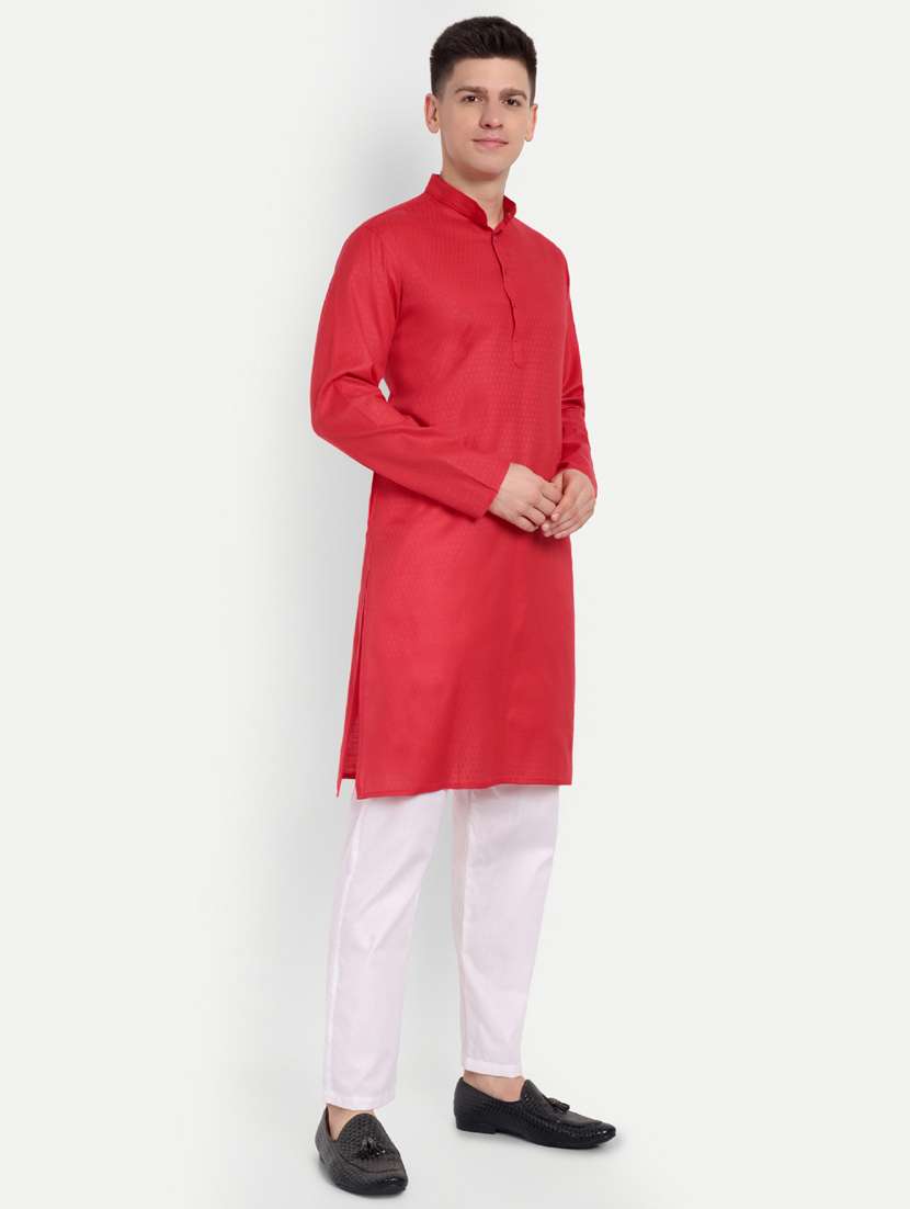 men mandarin neck kurta with trousers ethnic wear set - 21939558 -  Standard Image - 1