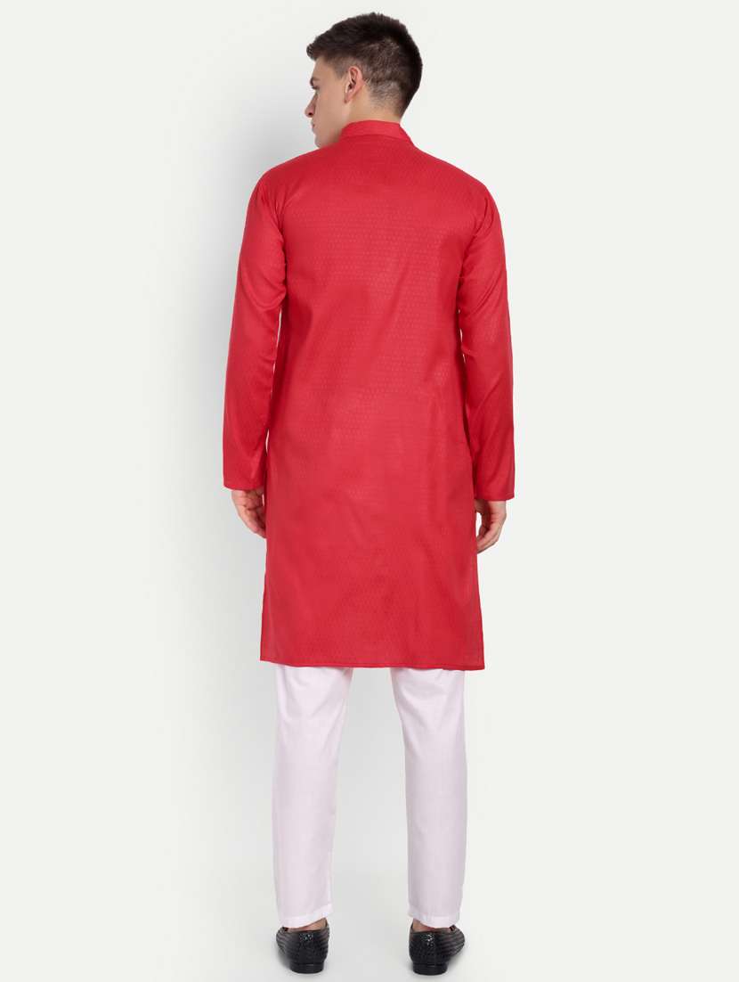 men mandarin neck kurta with trousers ethnic wear set - 21939558 -  Standard Image - 4