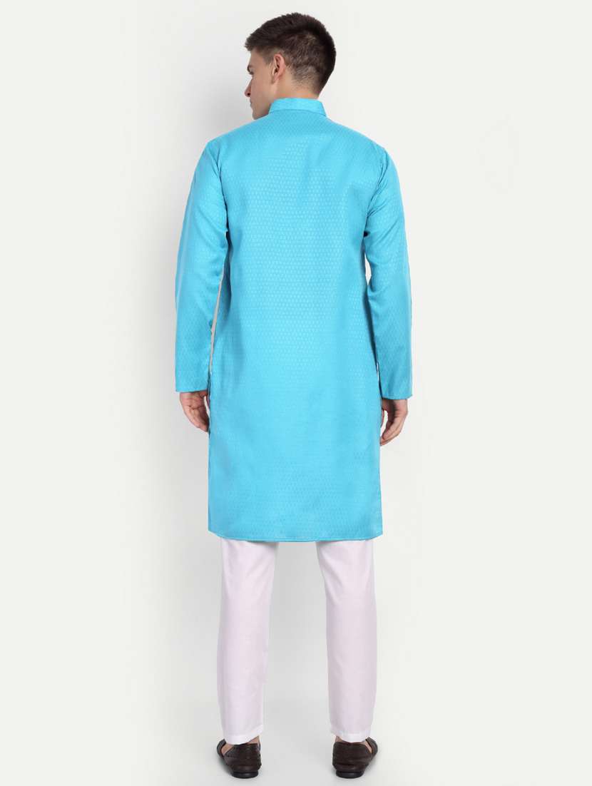 men mandarin neck kurta with trousers ethnic wear set - 21939561 -  Standard Image - 4