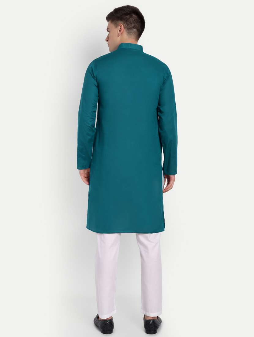 men mandarin neck kurta with trousers ethnic wear set - 21939563 -  Standard Image - 4