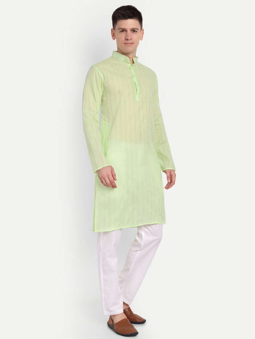 men mandarin neck kurta with trousers ethnic wear set - 21939564 -  Standard Image - 1