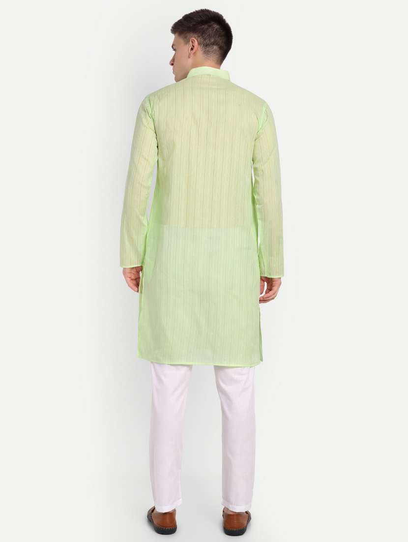 men mandarin neck kurta with trousers ethnic wear set - 21939564 -  Standard Image - 4