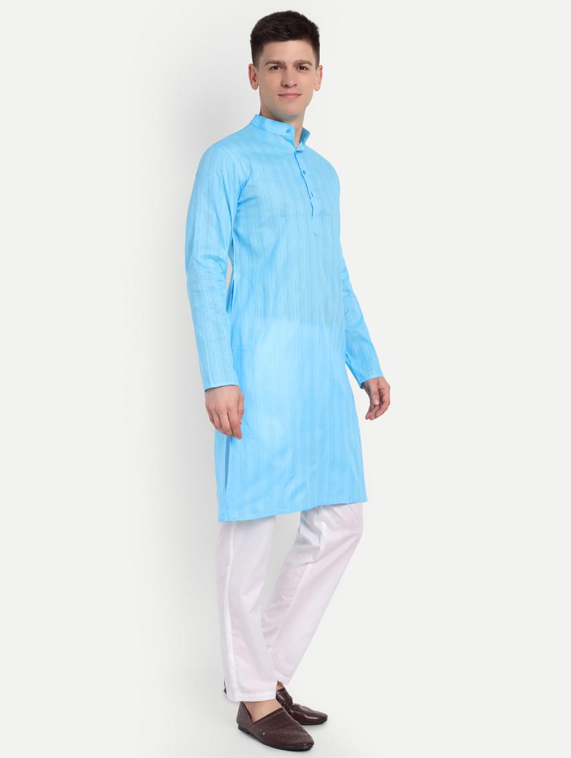 men mandarin neck kurta with trousers ethnic wear set - 21939565 - Standard Image - 1