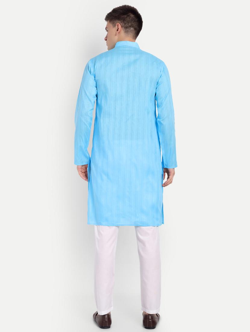 men mandarin neck kurta with trousers ethnic wear set - 21939565 - Standard Image - 4