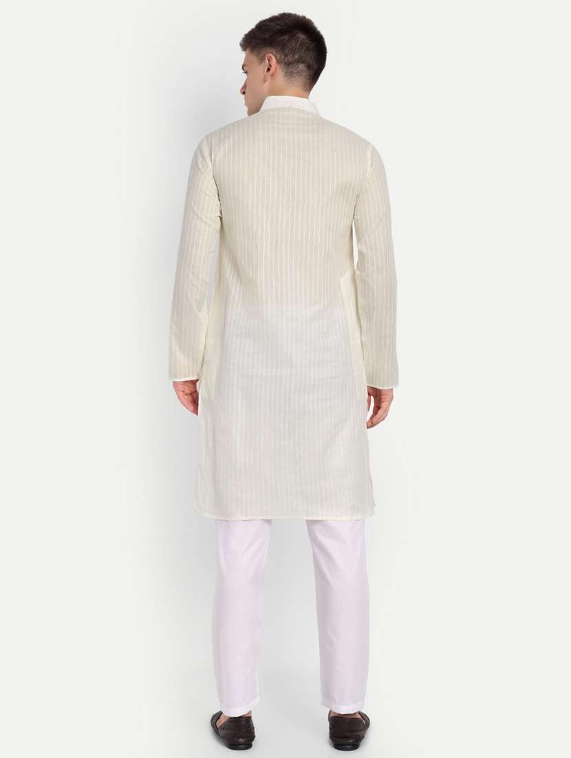 men mandarin neck kurta with trousers ethnic wear set - 21939569 -  Standard Image - 4