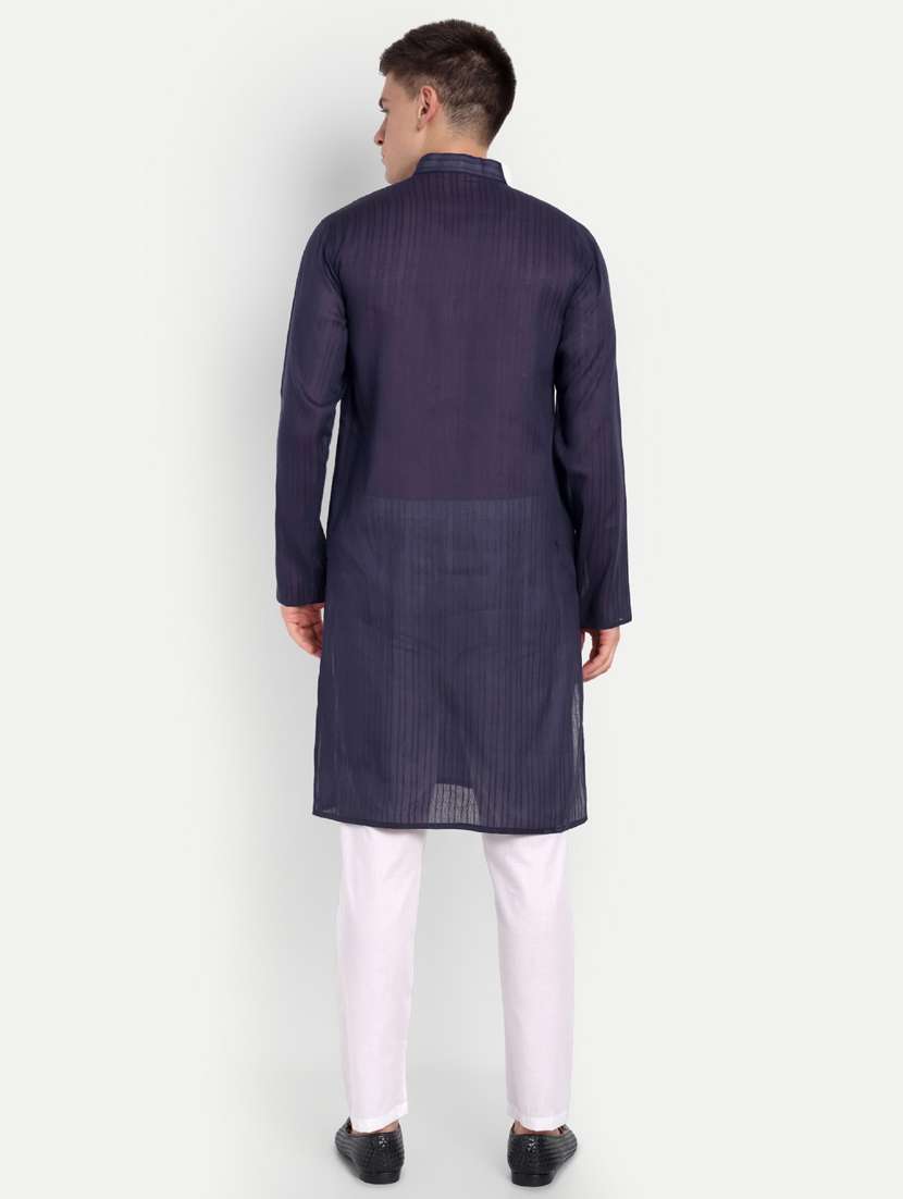 men mandarin neck kurta with trousers ethnic wear set - 21939570 -  Standard Image - 4