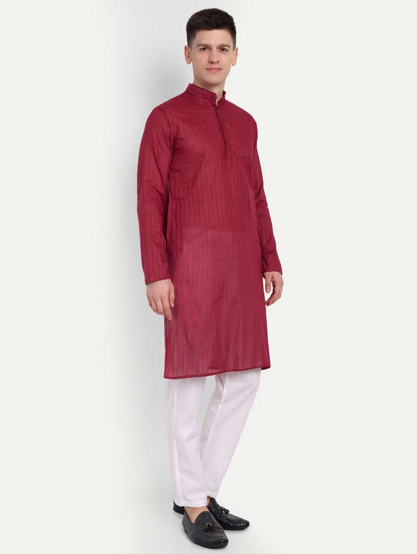 men mandarin neck kurta with trousers ethnic wear set - 21939572 -  Standard Image - 1