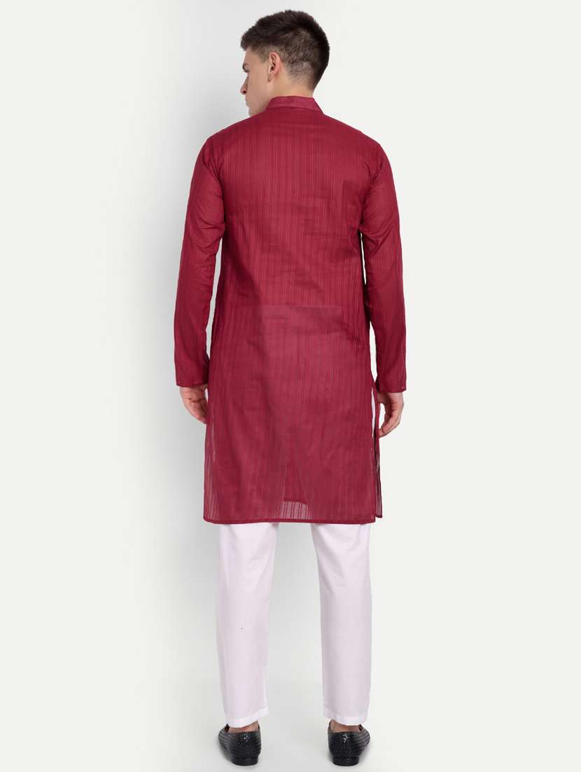 men mandarin neck kurta with trousers ethnic wear set - 21939572 -  Standard Image - 4