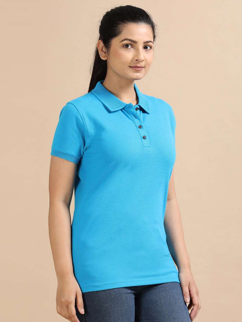 women solid short sleeve slim fit polo t-shirt - 21939606 -  Standard Image - 1