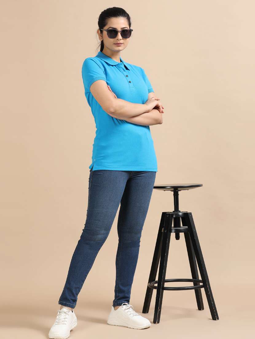 women solid short sleeve slim fit polo t-shirt - 21939606 -  Standard Image - 4