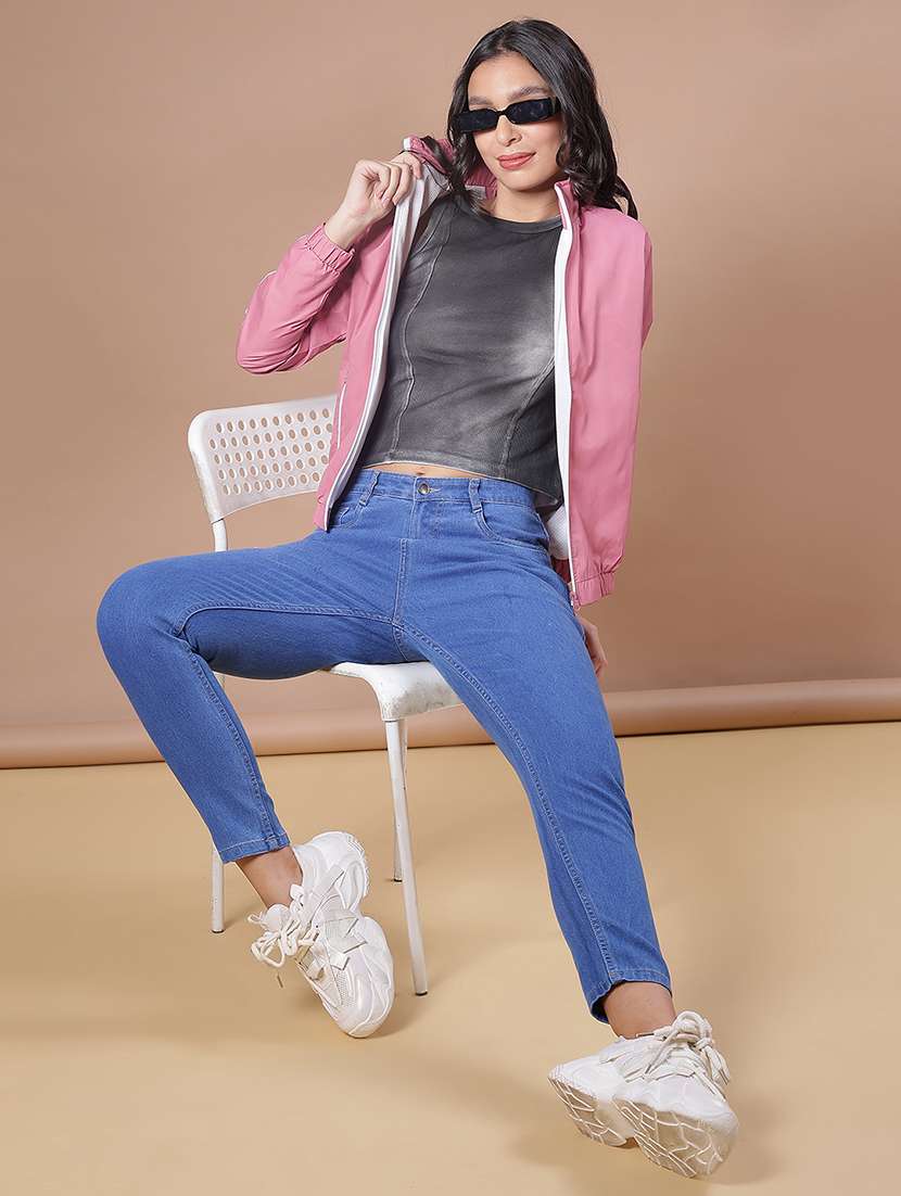 women solid long sleeve windcheater jacket - 21939630 - Standard Image - 4