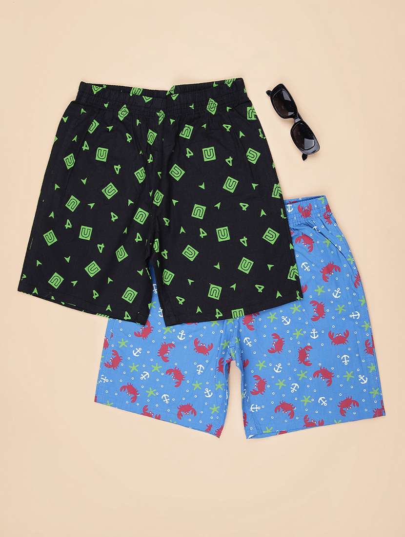boys pack of 2 printed mid rise regular fit shorts - 21939686 -  Standard Image - 1