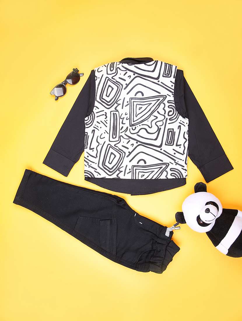 boys printed long sleeve shirt & trouser twin set - 21939703 -  Standard Image - 1