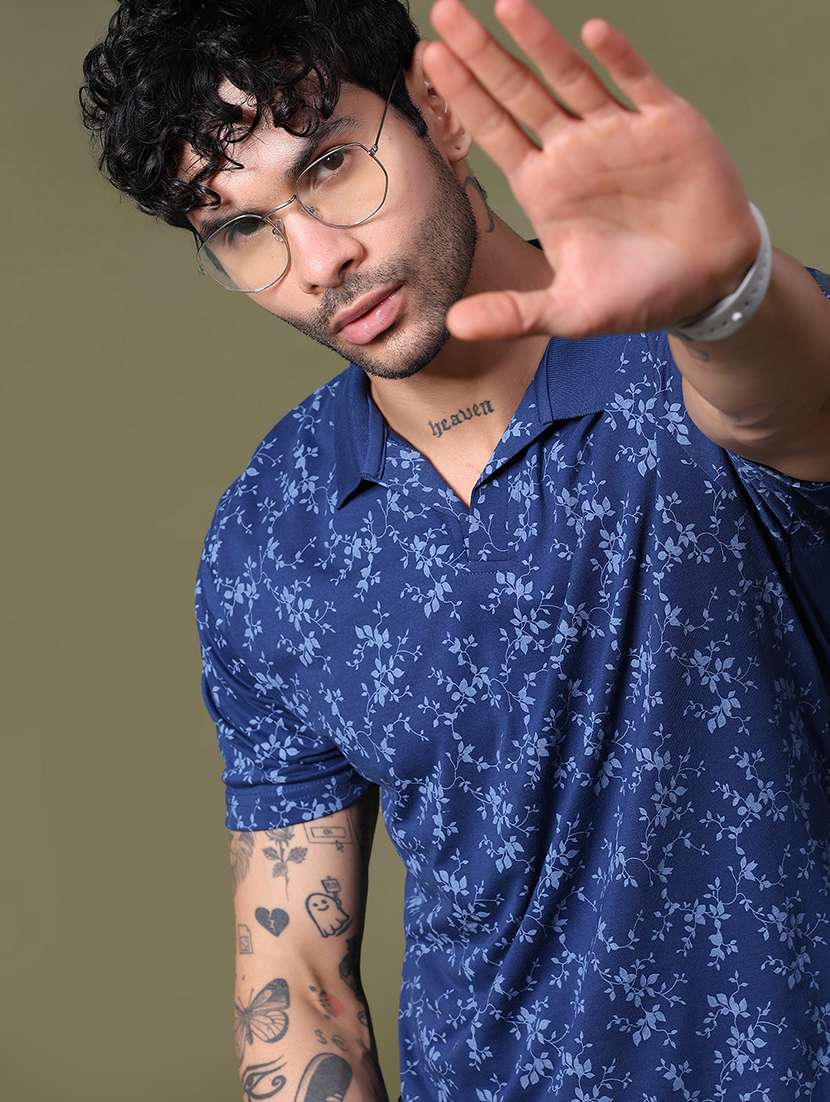 men printed short sleeve regular fit polo t-shirt