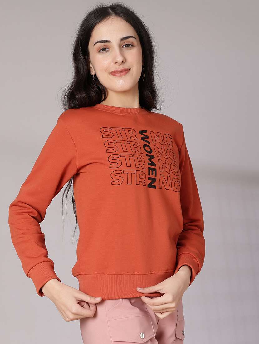 women chest print long sleeve sweatshirt - 21939728 -  Standard Image - 1