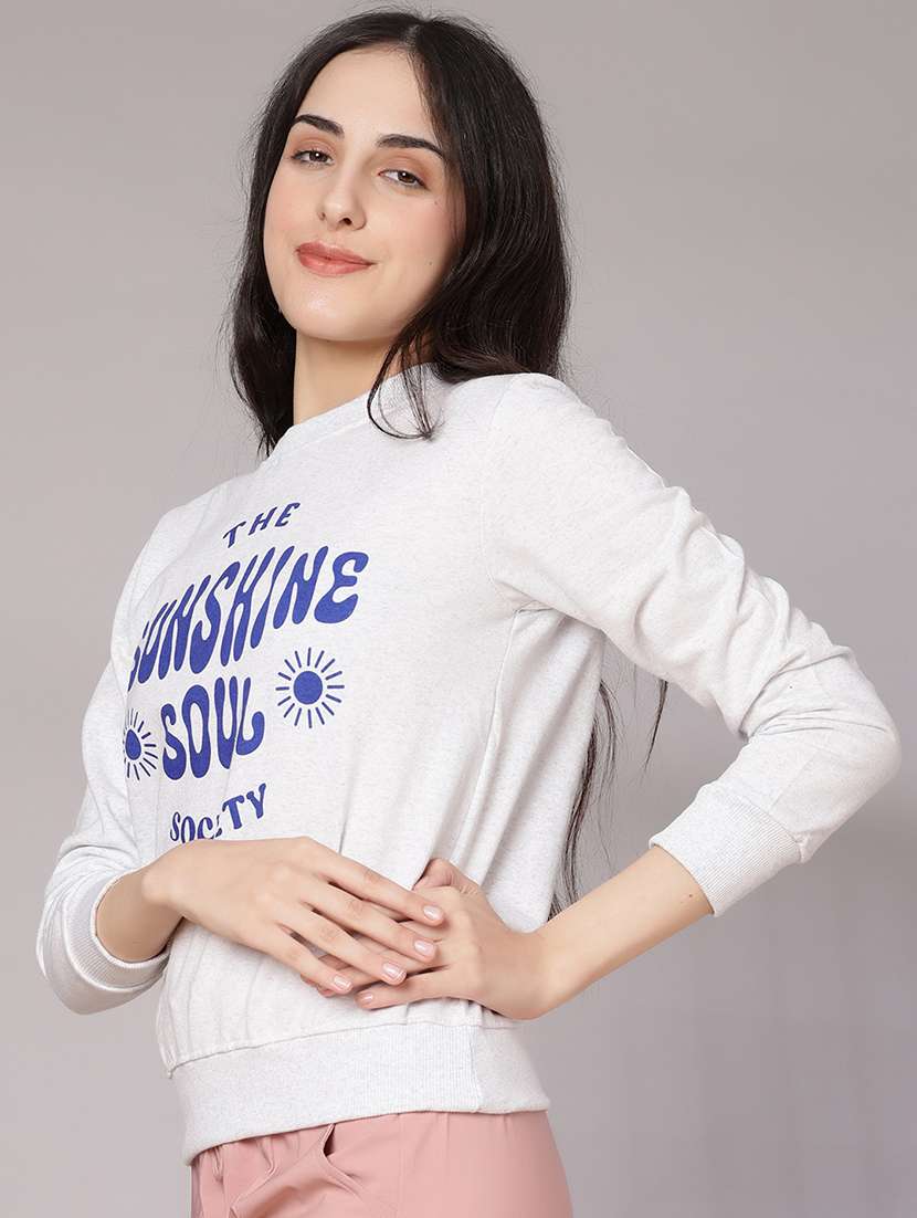 women front print long sleeve sweatshirt - 21939729 - Standard Image - 1