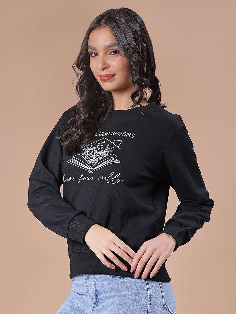 women chest print long sleeve sweatshirt - 21939731 -  Standard Image - 1