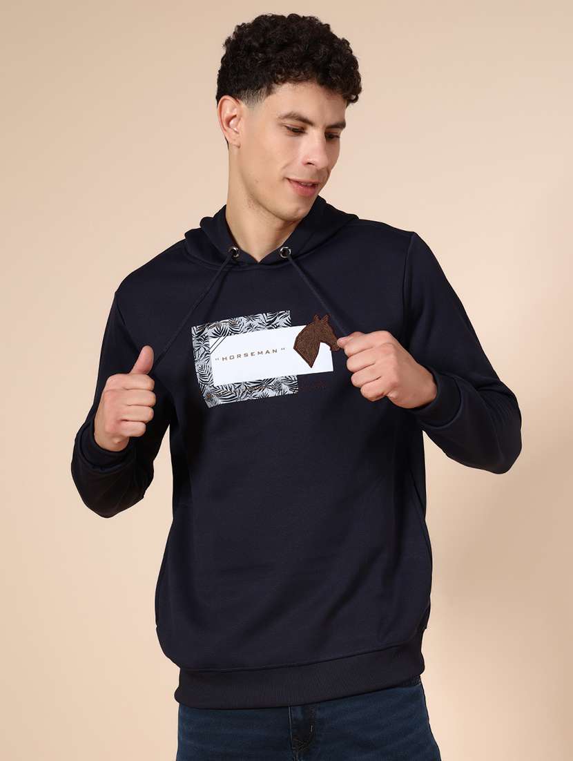 men chest print long sleeve hooded sweatshirt - 21939754 -  Standard Image - 1
