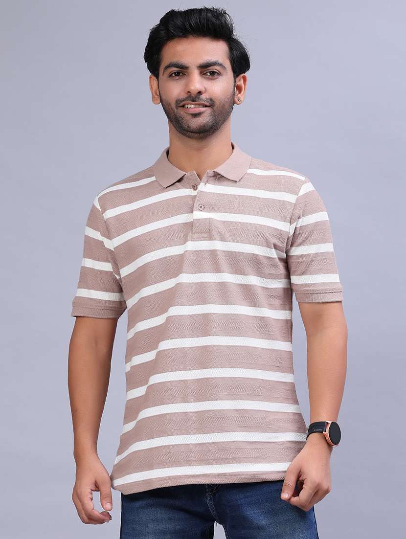 men striped short sleeve regular fit polo t-shirt - 21939820 - Standard Image - 1